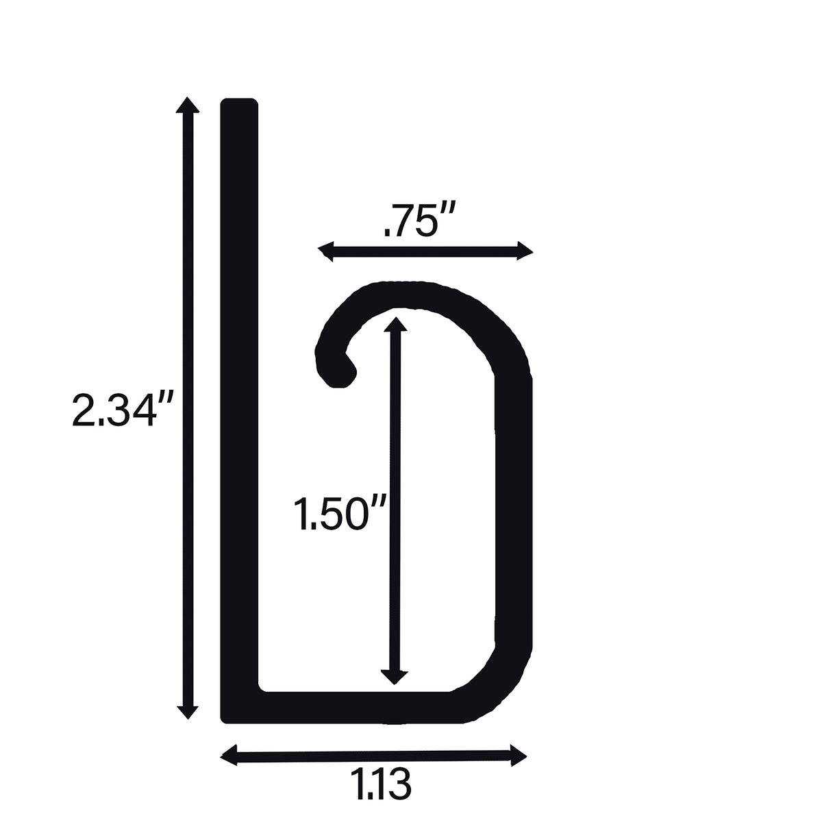 1-3/4" J CHANNEL, LARGE, 46" BLACK