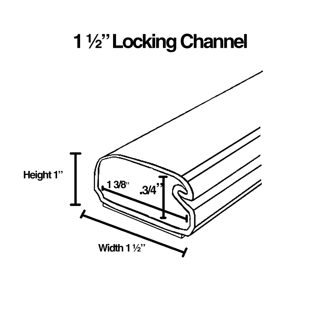 1.5" CHANNEL, LOCKING-LATCH, 46" BLACK