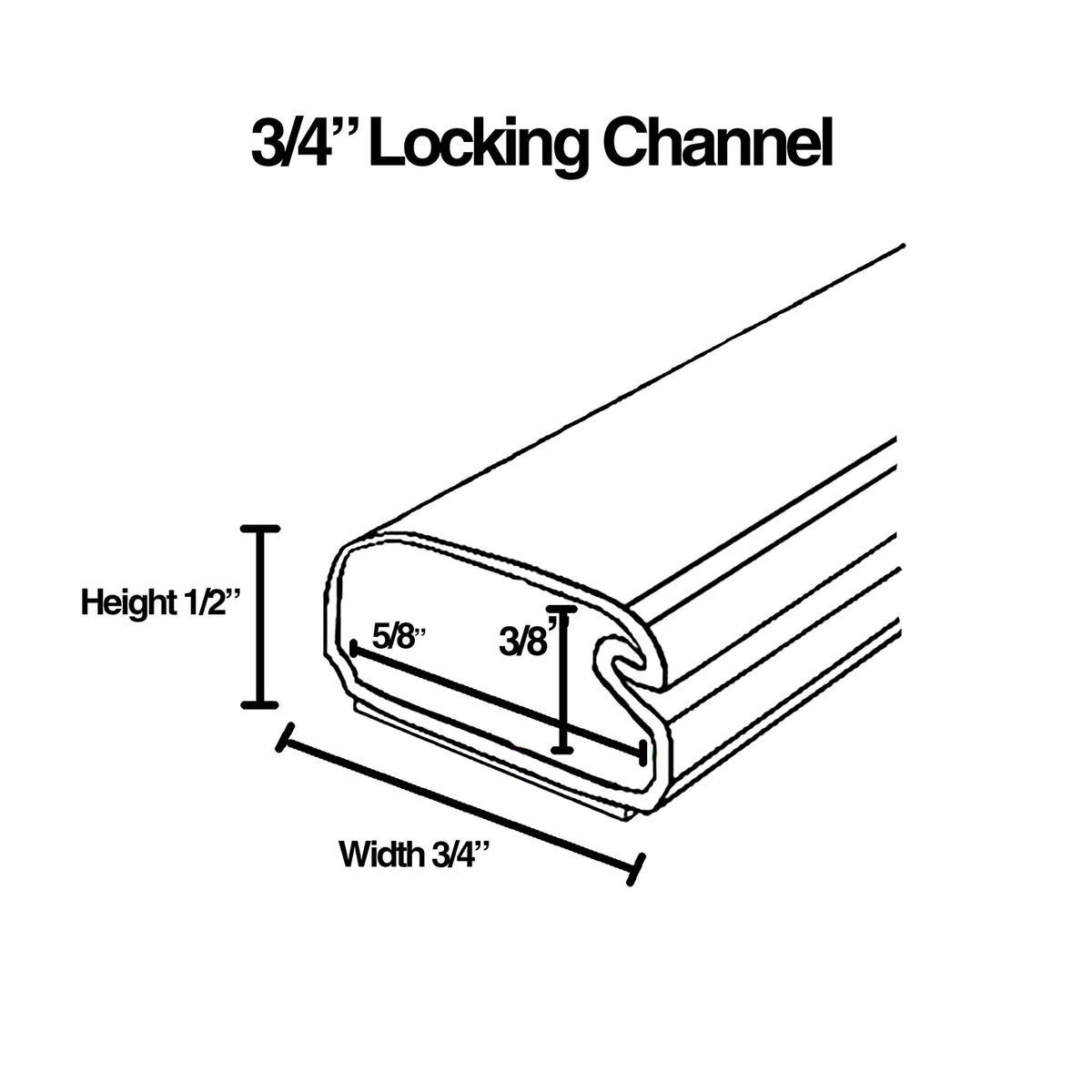 3/4" CHANNEL, LOCKING-LATCH, 46" BLACK