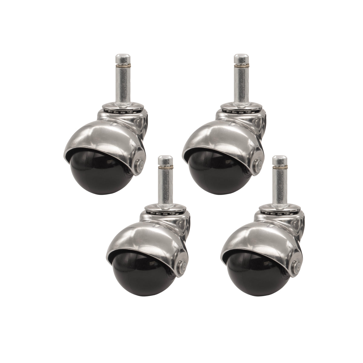 SUPERBALL 2" CASTER, C-STEM, BRT. CHROME, 4/ST
