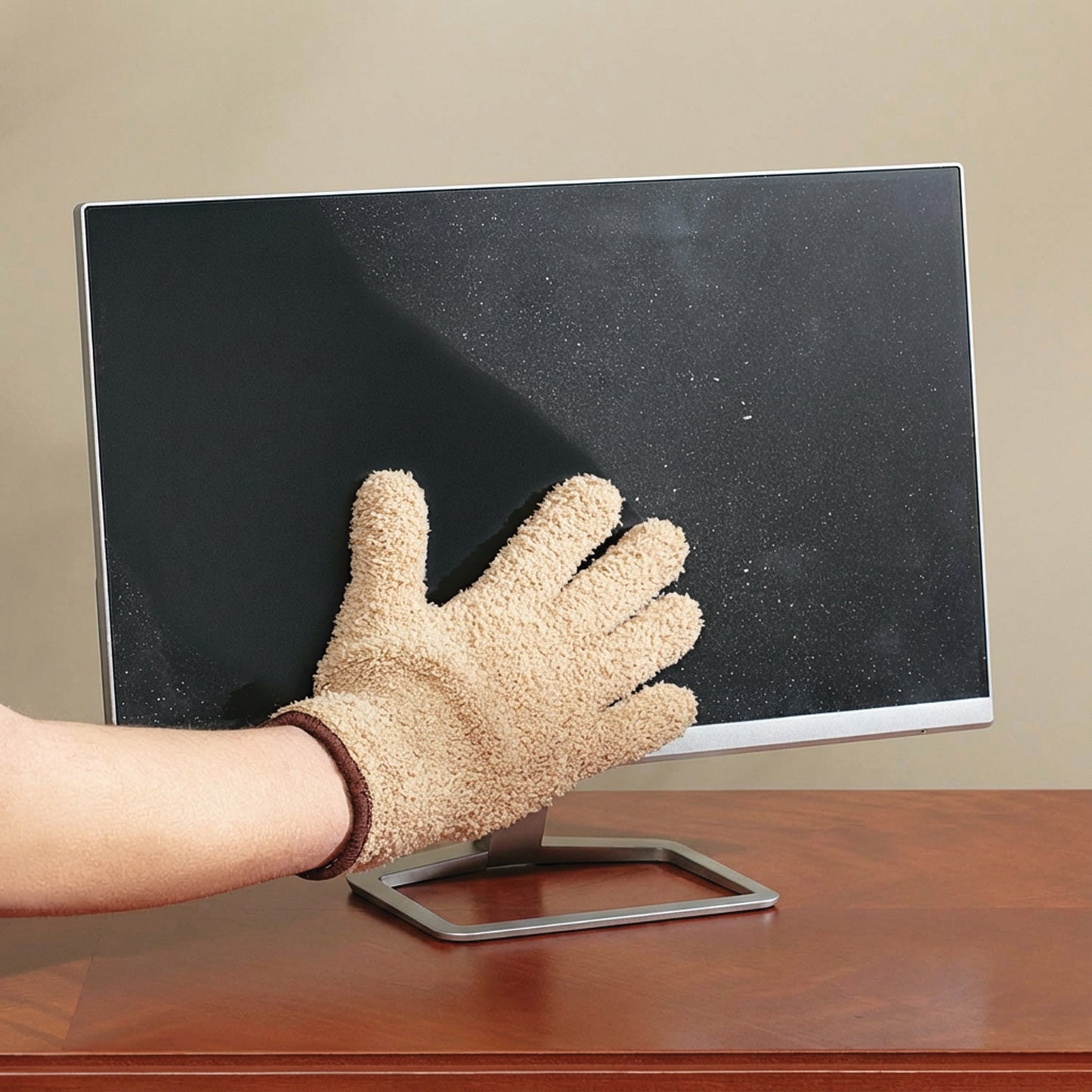 MICROFIBER DUSTING GLOVES, BEIGE, 1/PAIR