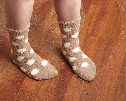 MICROFIBER DUSTING SOCKS, BEIGE W/DOTS, 1/PAIR