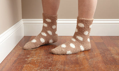 MICROFIBER DUSTING SOCKS, BEIGE W/DOTS, 1/PAIR