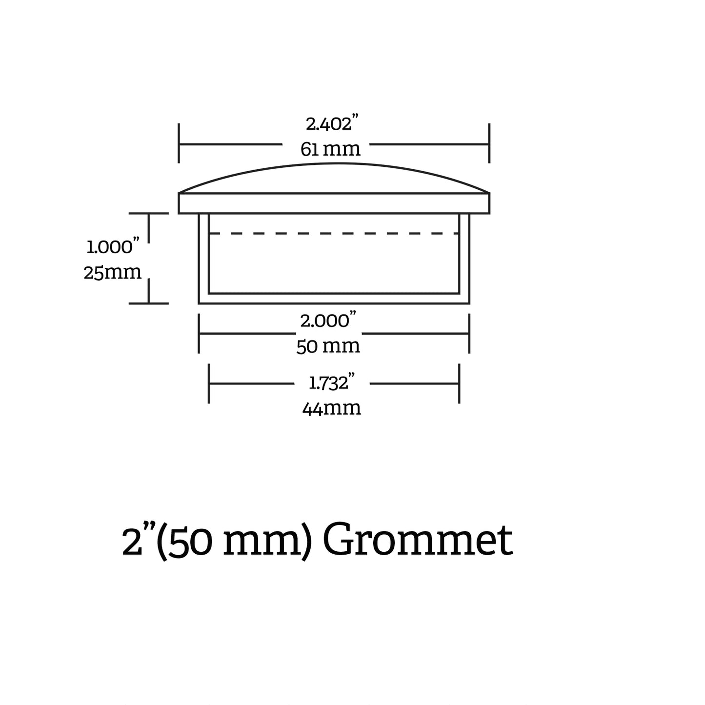 GROMMET, ADJUSTABLE, 50MM, BLACK