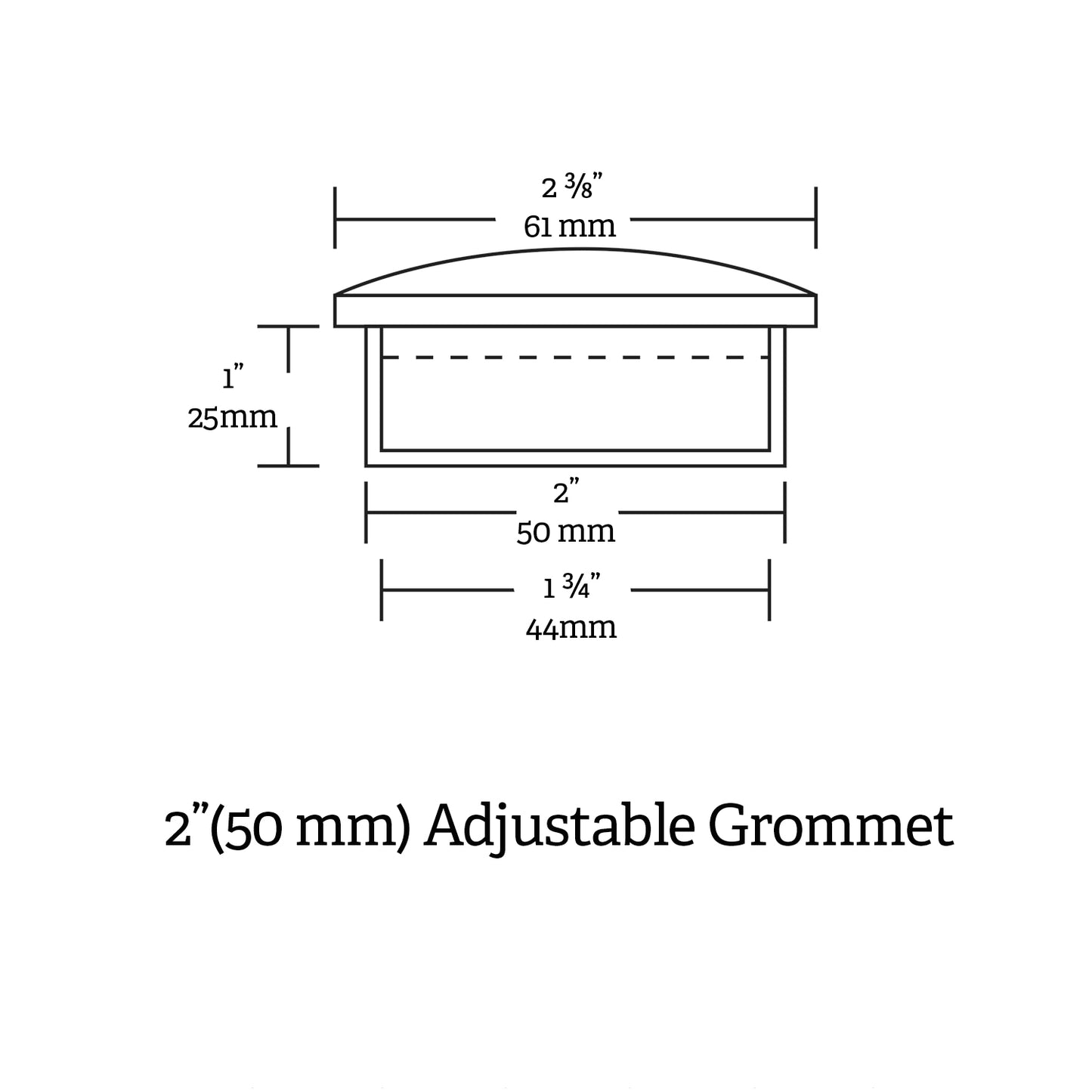 GROMMET, ADJUSTABLE, 50MM, WHITE