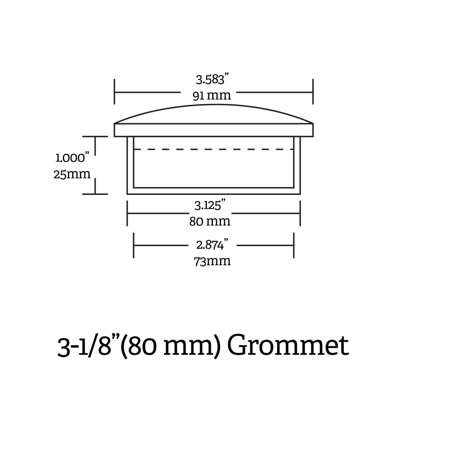 GROMMET, ADJUSTABLE, 80MM, BLACK