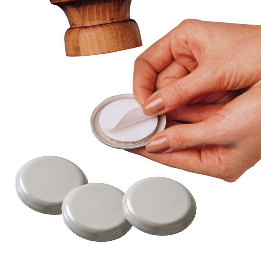 FURNITURE SLIDERS, SELF-ADHESIVE, 3/4" DIA., 8/PK