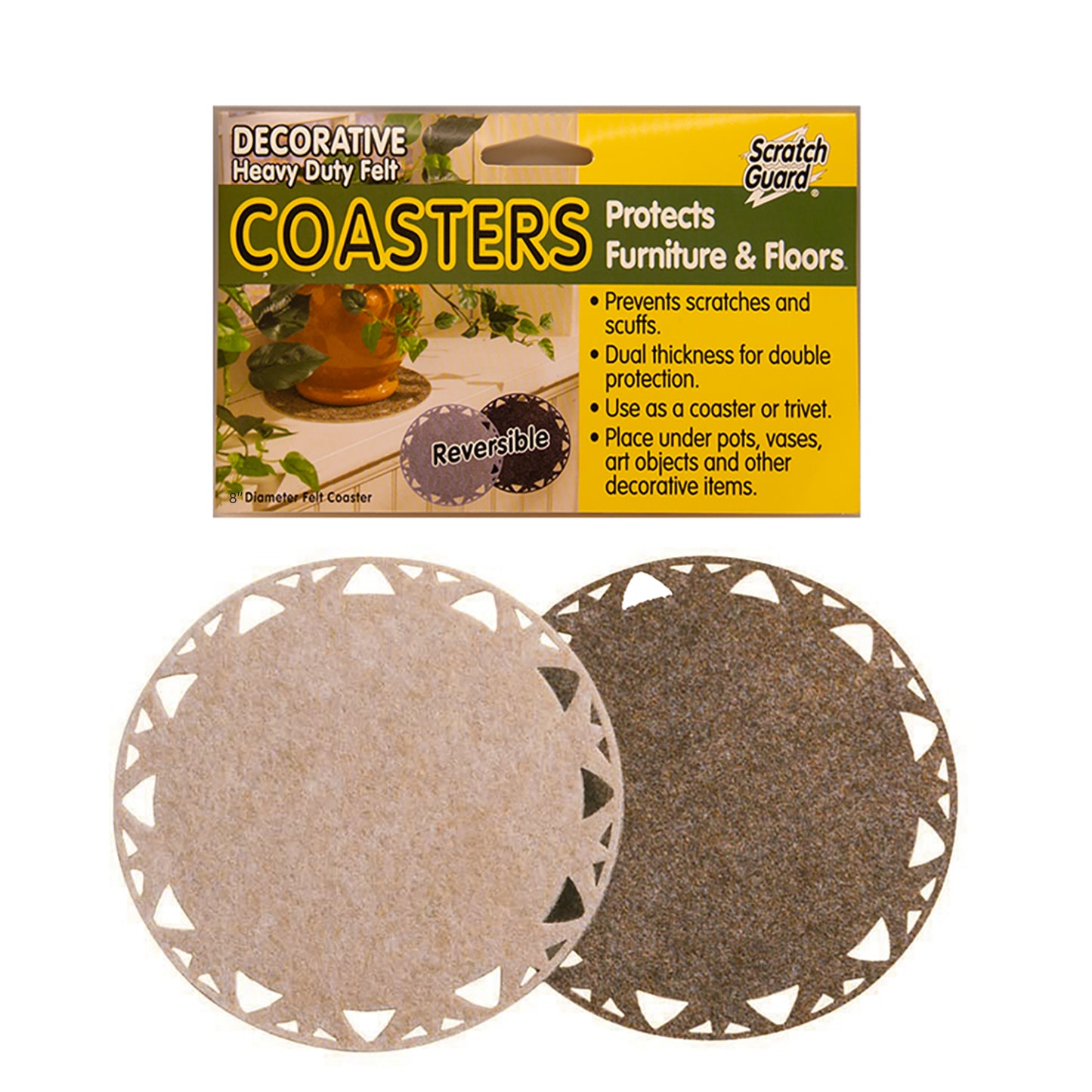 COASTER, REVERSIBLE, 8" DIA. 1/PK