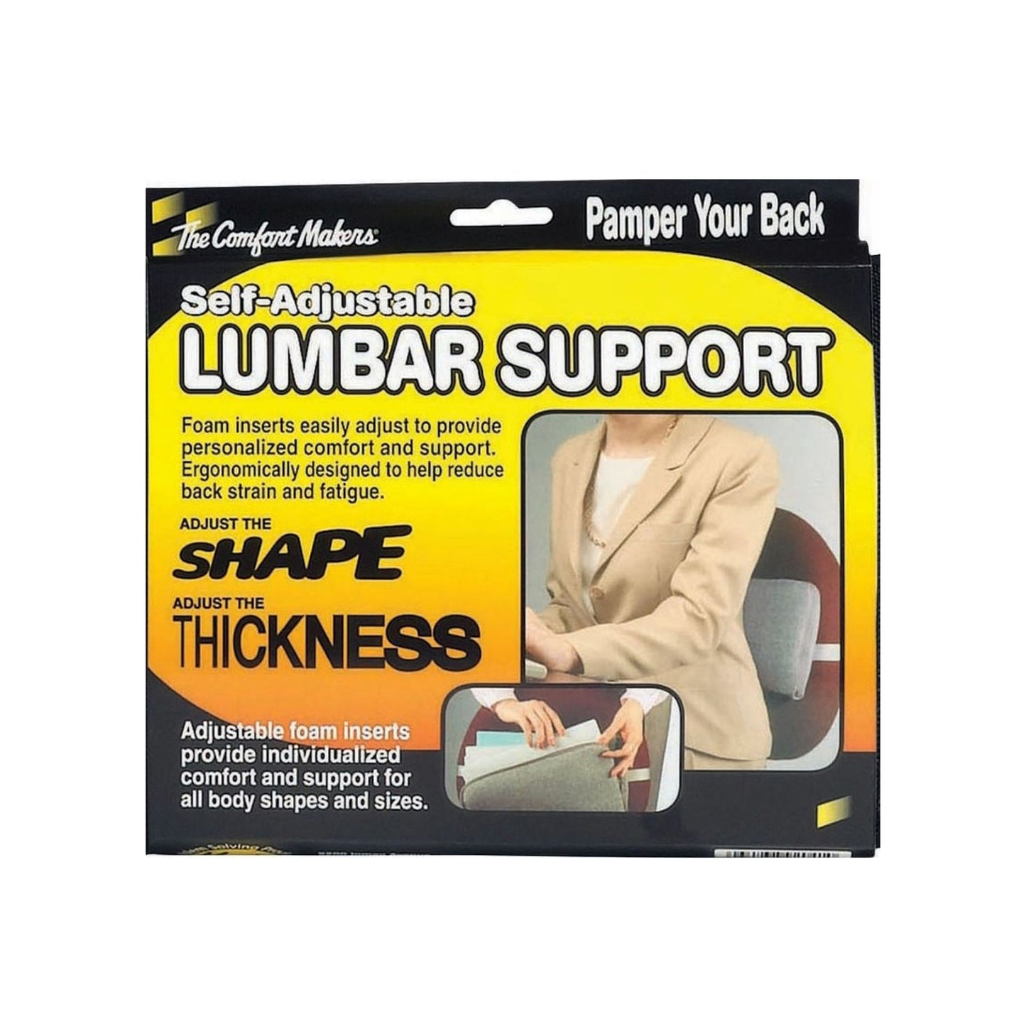LUMBAR SUPPORT, REGULAR, BLACK, 1/PC