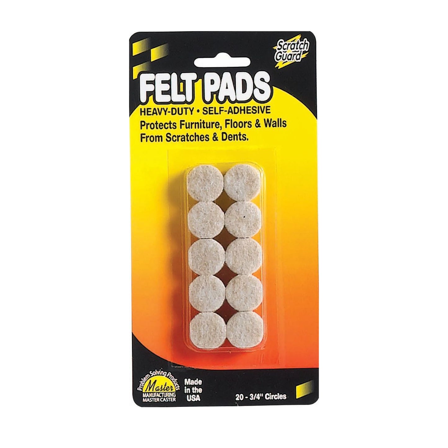 FELT, SELF-ADHESIVE, 3/4" CIRCLES, BEIGE, 20/PK, 12/pks per