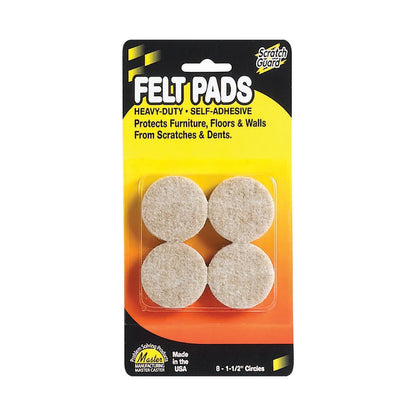 FELT, SELF-ADHESIVE, 1-1/2" CIRCLES, BEIGE, 8/PK