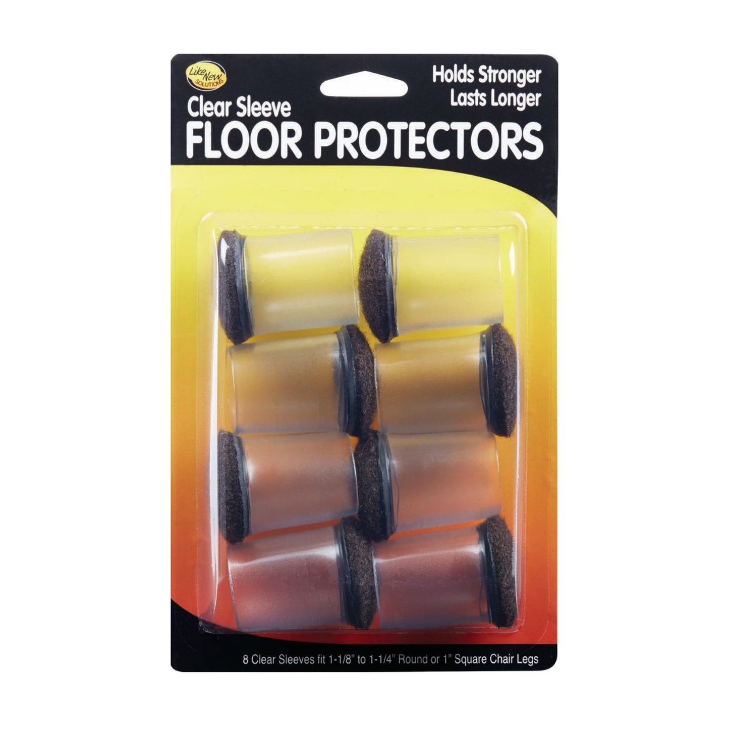 CLEAR SLEEVE FLOOR PROTECTORS, GLIDE, 1-1/4", 8/PK