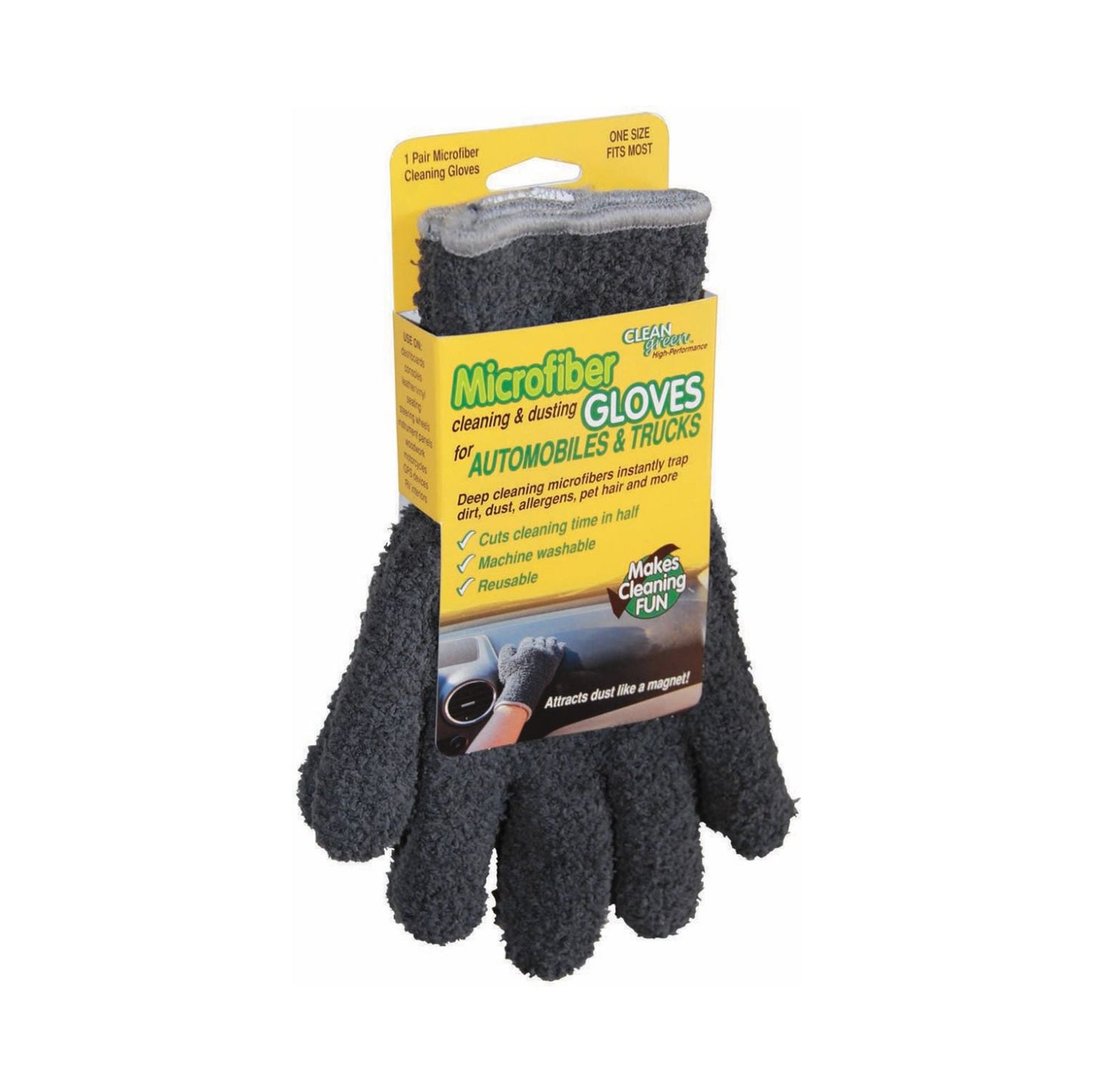 MICROFIBER AUTO DUSTING GLOVES, CHARCOAL 1/PAIR