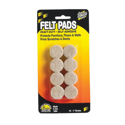 FELT, SELF-ADHESIVE, 1" CIRCLES, BEIGE, 16/PK