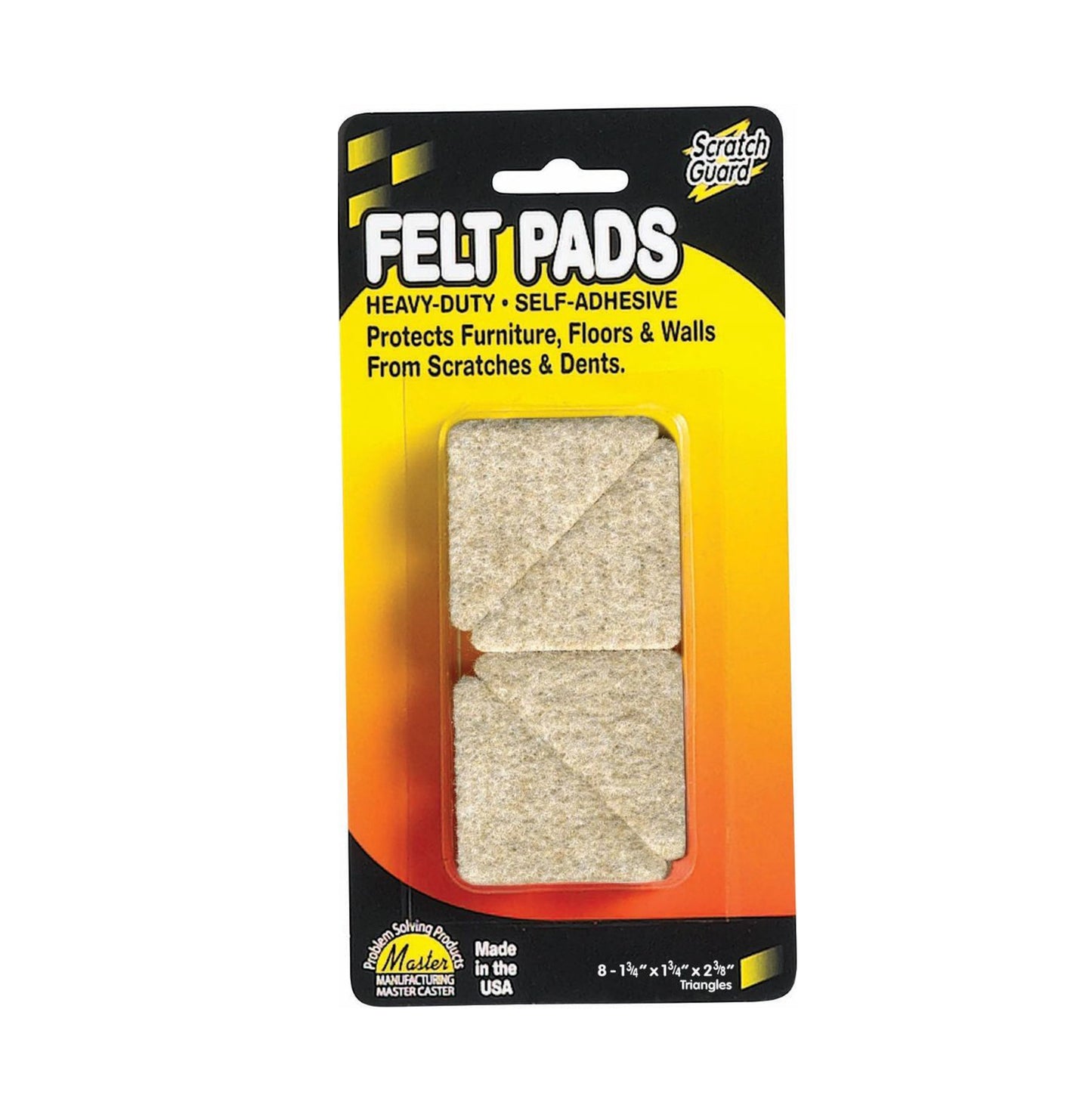 FELT, SELF-ADHESIVE, 2"X1-1/2" TRIANGLE, BEIGE, 8/PK