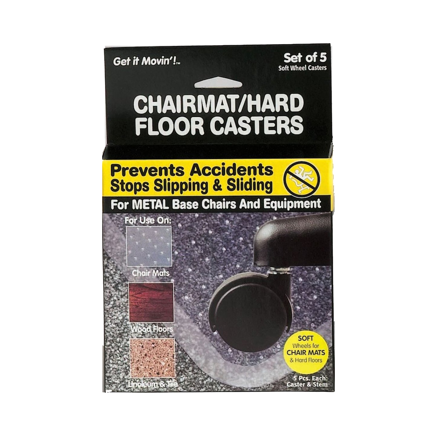 GET IT MOVIN' CHAIR MAT CASTERS, 5/PK