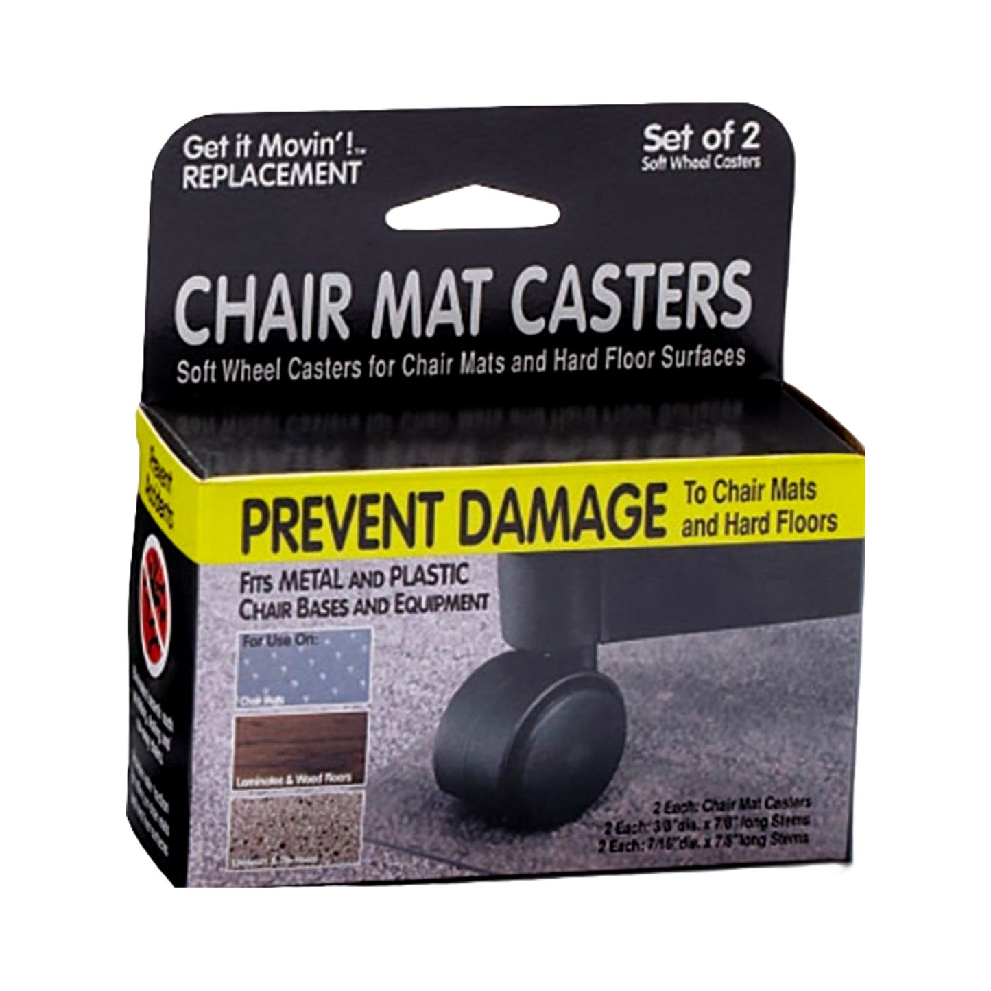 GET IT MOVIN' CHAIR MAT CASTERS, 2/PK