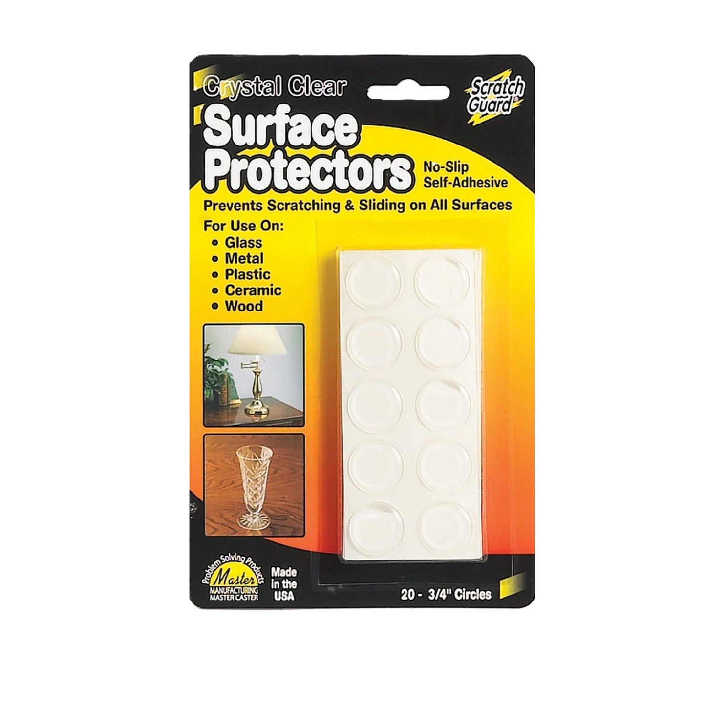 SURFACE PROTECTORS, CLEAR, 3/4" CIRCLES, 20/PK