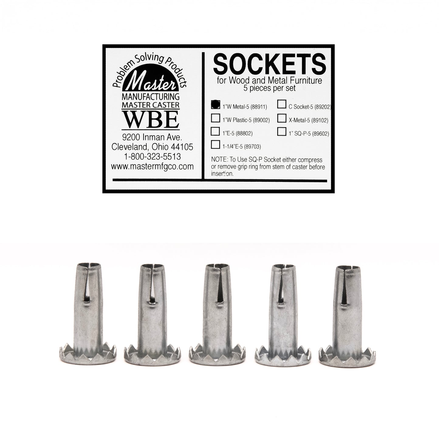 SOCKET, 1"W METAL, FOR WOOD BASE, 5/ST