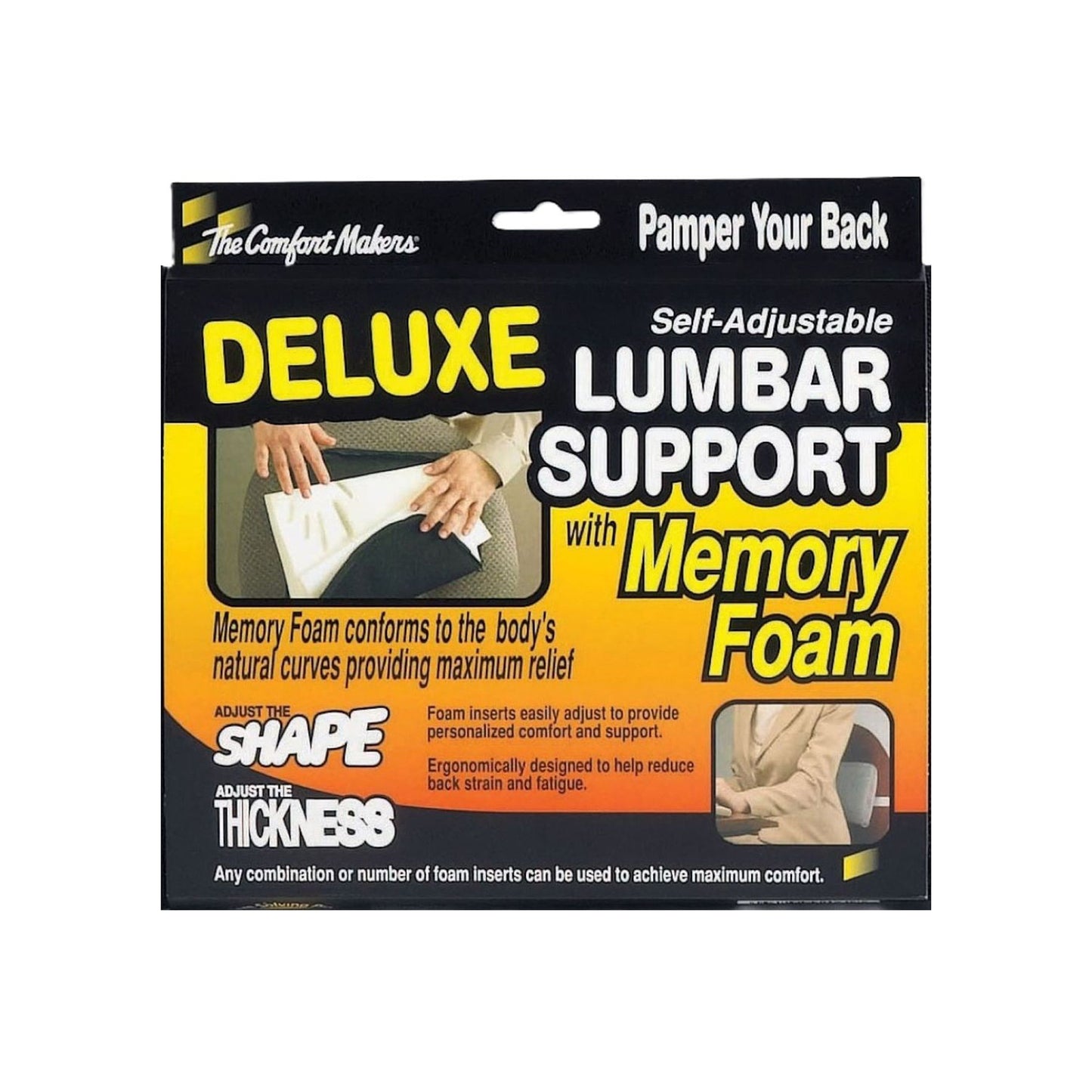 DELUXE MEMORY FOAM LUMBAR SUPPORT, BLACK, 1/PC