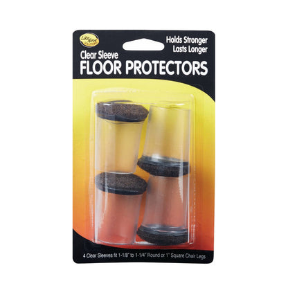 CLEAR SLEEVE FLOOR PROTECTORS, 1-1/4", 4/PK