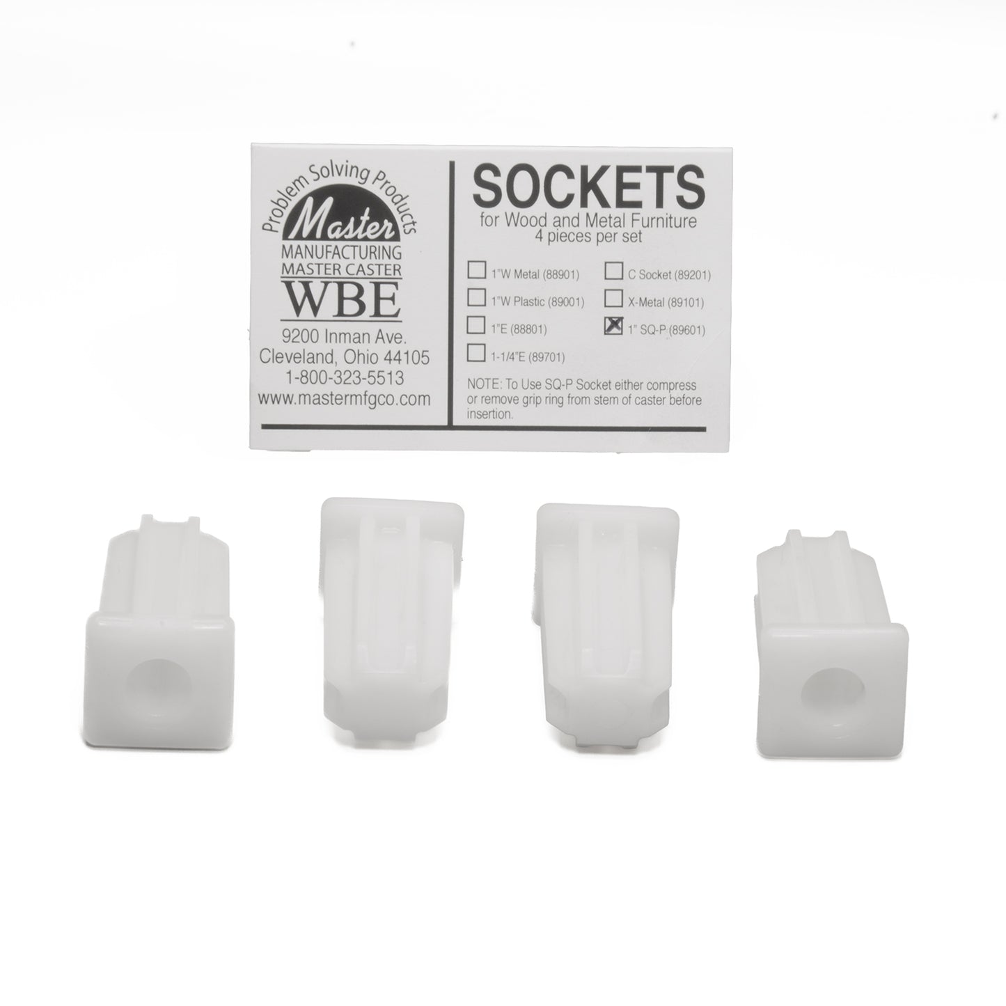 SOCKET, PLASTIC, 1" SQUARE, 4/ST