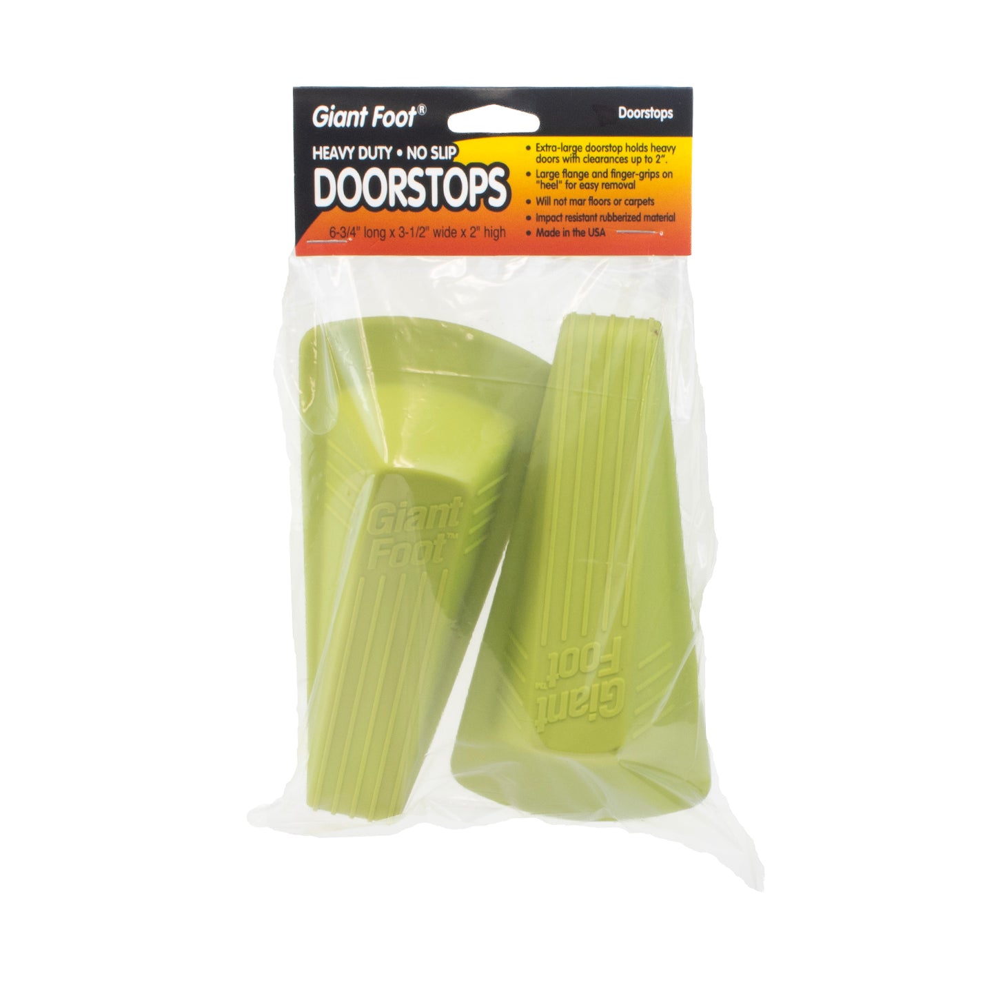 Giant Foot® Doorstop, Safety Green, 2/pk