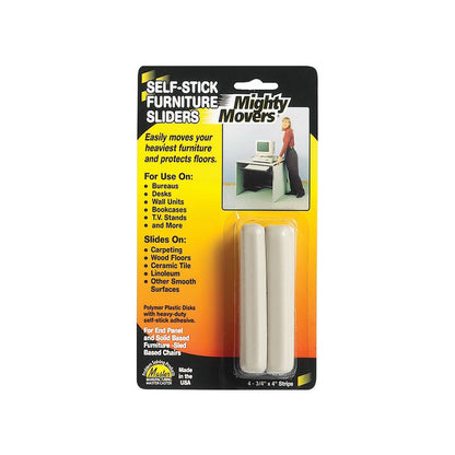 FURNITURE SLIDERS, SELF-ADHESIVE, 3/4"X4" STRIPS, 4/PK