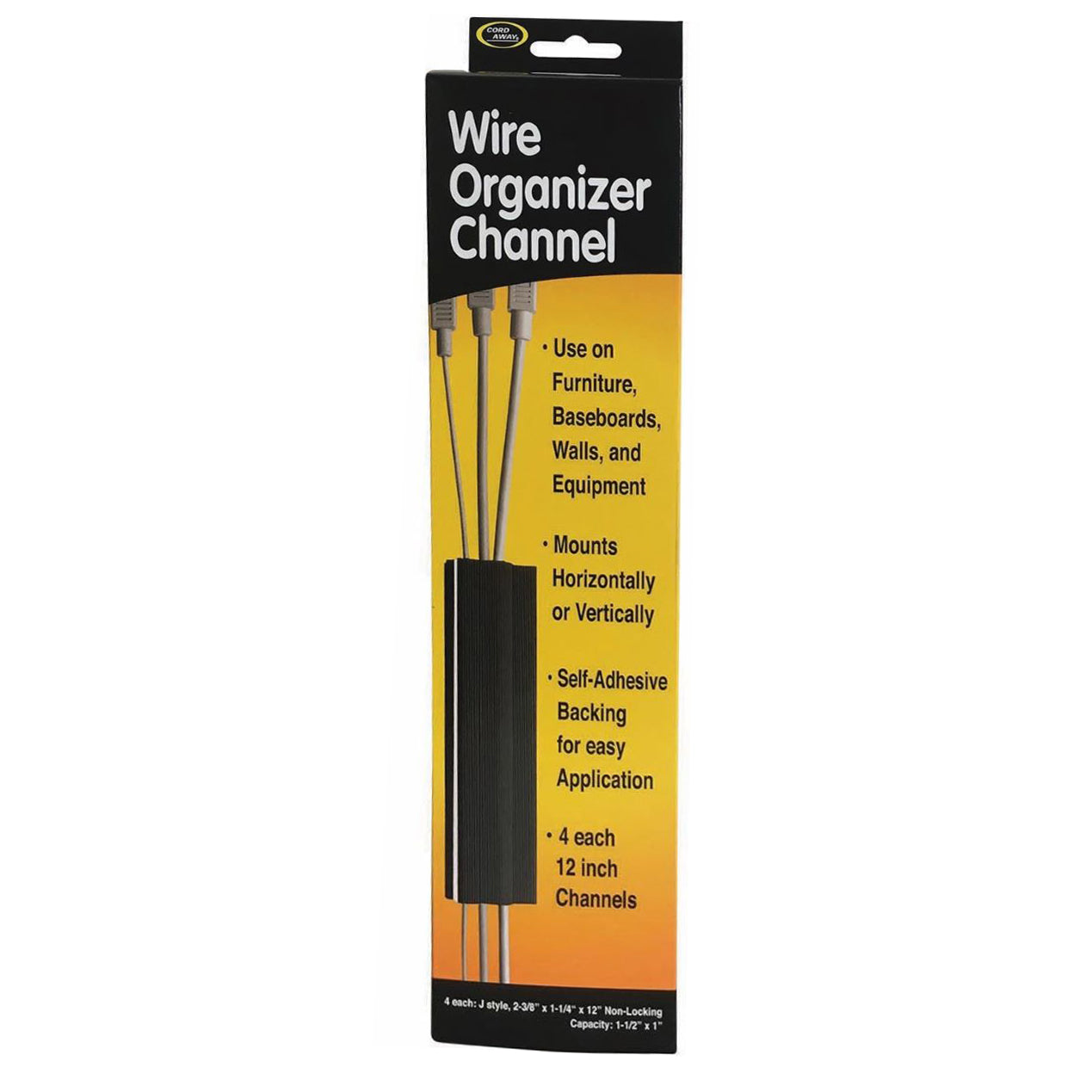 1-3/4" J CHANNEL, LARGE, 12" BLACK, 4/PK