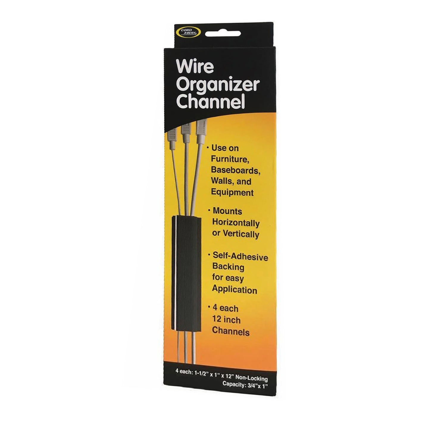 1-1/4" J CHANNEL, SMALL, 12" BLACK, 4/PK