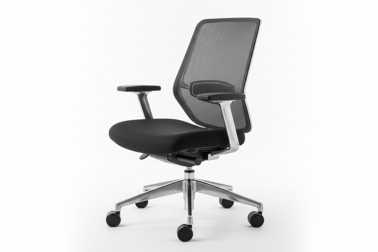 create a black and white image of an office chair with five casters