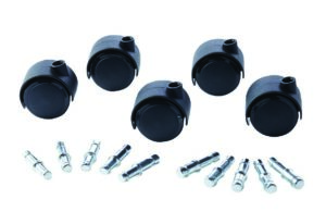 Set of 5 black casters with stem attachments 