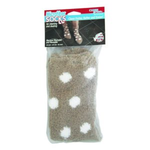 CleanGreen® Microfiber Dusting Socks, Beige with white dots, 18044